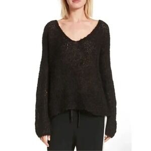 RAG & BONE FREDA ALPACA BLEND V NECK SWEATER BLACK SIZE L